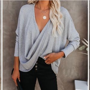 KNIT TOP - HEATHER GREY